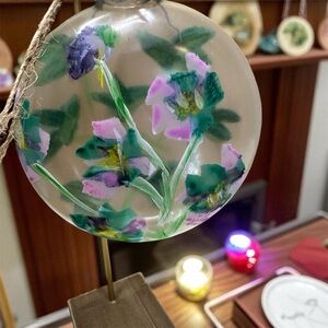 Floral Hand-Painted Glass Ornament